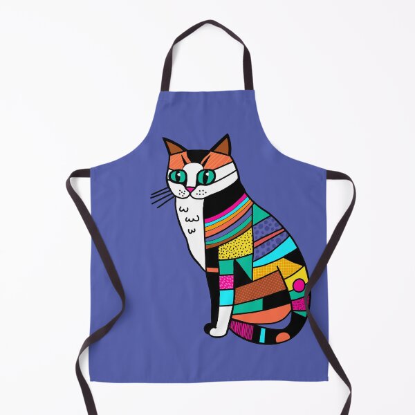 Item preview, Patchwork Striped Cat Modern Art designed and sold by ArtMeetsPizza.