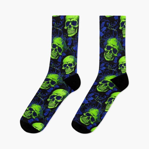 Item preview, Lime Green and Electric Blue Skulls Composite Overlay Pattern #2 designed and sold by ARTficiallyAnon.