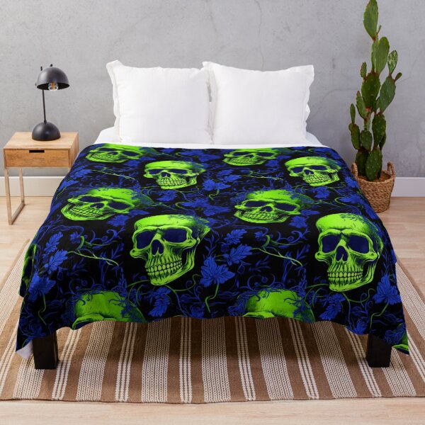 Item preview, Lime Green and Electric Blue Skulls Composite Overlay Pattern #2 designed and sold by ARTficiallyAnon.
