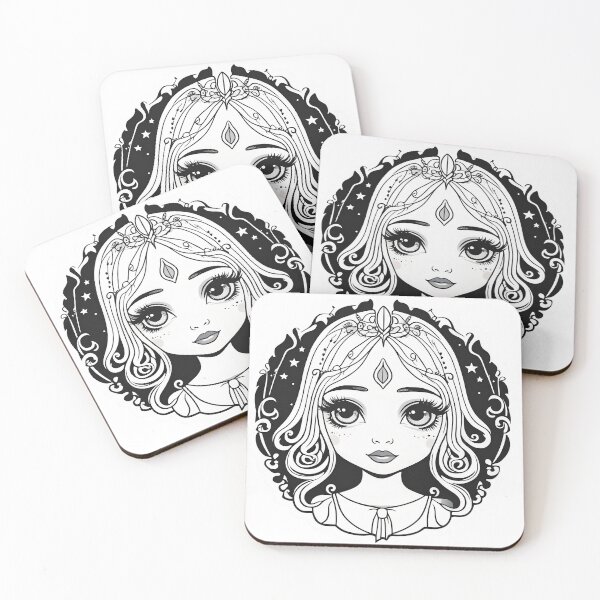 Artikelvorschau, Gelassenheit in Monochrom: Mädchen mit langen Haaren und Kopfschmuck entworfen und verkauft von ObscureElegance.