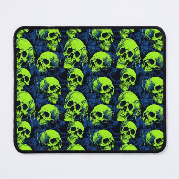 Item preview, Lime Green and Electric Blue Skulls Composite Overlay Pattern #3 designed and sold by ARTficiallyAnon.