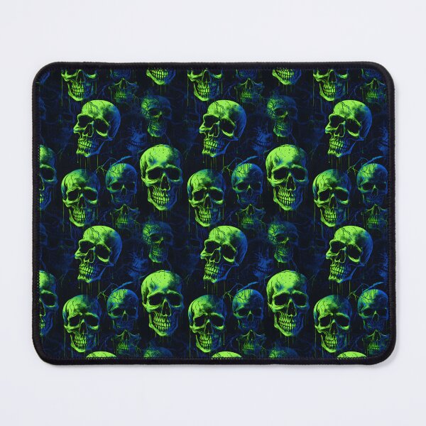 Item preview, Lime Green and Electric Blue Skulls Composite Overlay Pattern #4 designed and sold by ARTficiallyAnon.