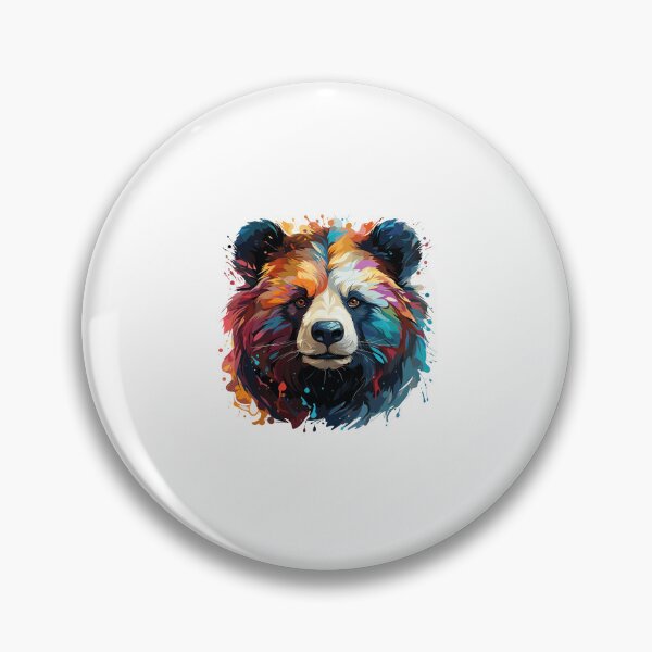 Item preview, bear head closeup, colorful bear head, bear head designed and sold by GreyStanzione1.