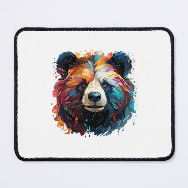 Item preview, bear head closeup, colorful bear head, bear head designed and sold by GreyStanzione1.