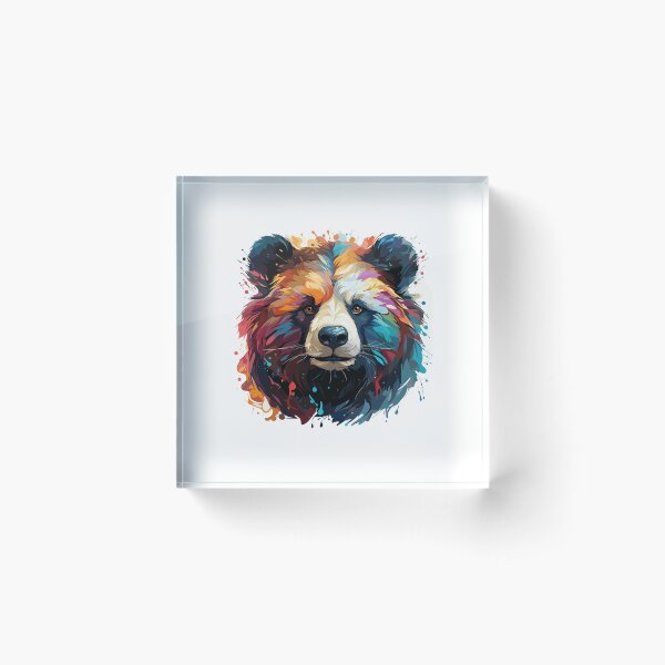 Item preview, bear head closeup, colorful bear head, bear head designed and sold by GreyStanzione1.