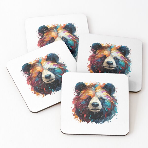Item preview, bear head closeup, colorful bear head, bear head designed and sold by GreyStanzione1.