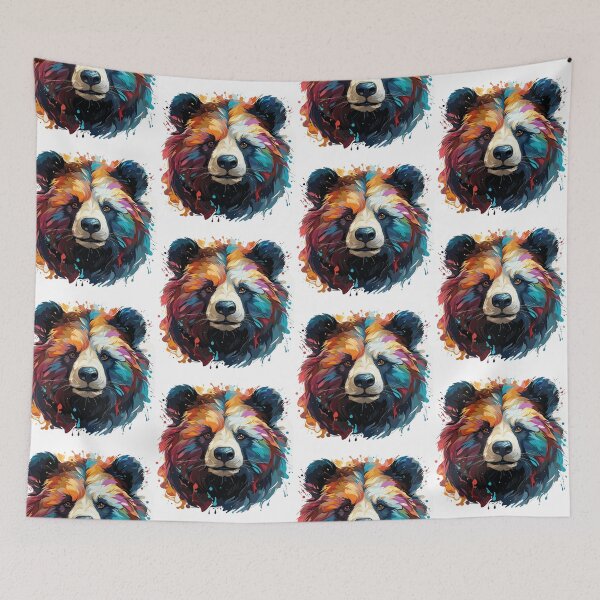 Item preview, bear head closeup, colorful bear head, bear head designed and sold by GreyStanzione1.