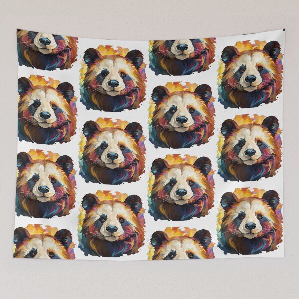 Item preview, panda head closeup, colorful panda head, panda head designed and sold by GreyStanzione1.