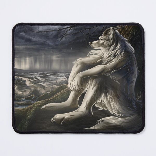 Item preview, emo white wolf sitting sad meme designed and sold by crabwon.
