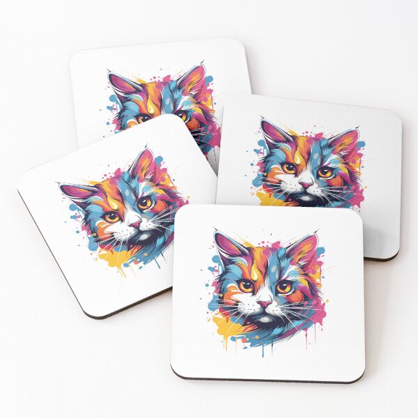 Item preview, colorful cat head, watercolor cat head, cat head designed and sold by GreyStanzione1.