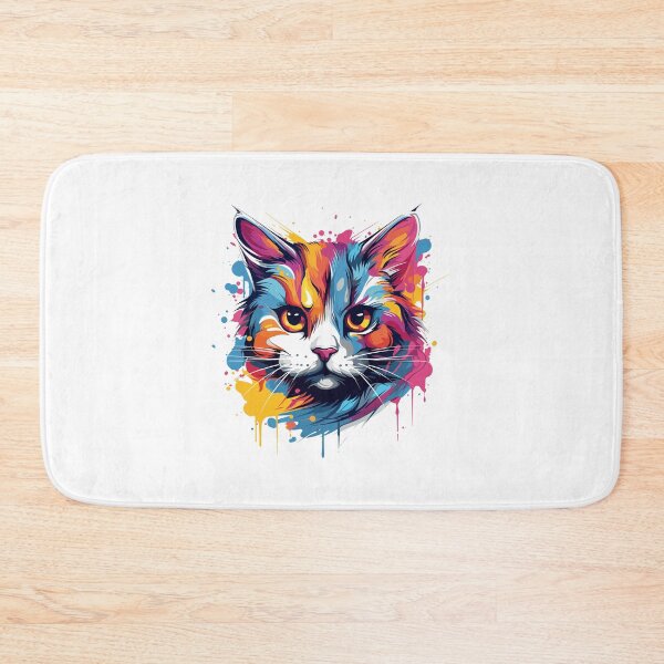 Item preview, colorful cat head, watercolor cat head, cat head designed and sold by GreyStanzione1.