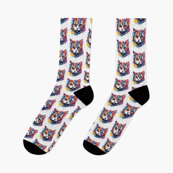 Item preview, colorful cat head, watercolor cat head, cat head designed and sold by GreyStanzione1.