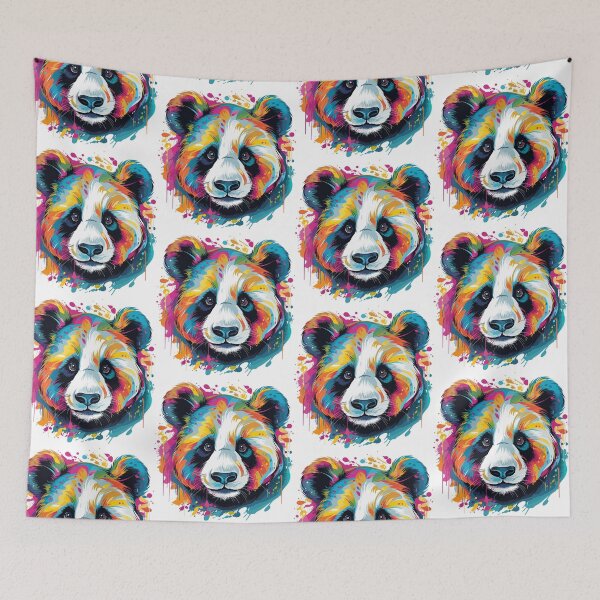 Item preview, panda head closeup, colorful panda head, panda head designed and sold by GreyStanzione1.