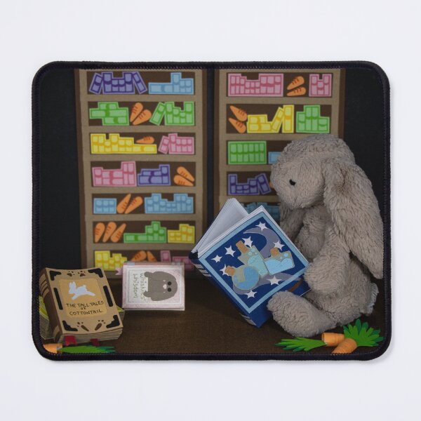 Item preview, Bunny reading miniature books in tiny library designed and sold by YingHui215.