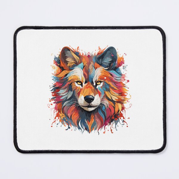Item preview, wolf head closeup, colorful wolf head, wolf head designed and sold by GreyStanzione1.