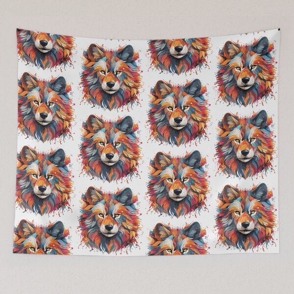 Item preview, wolf head closeup, colorful wolf head, wolf head designed and sold by GreyStanzione1.