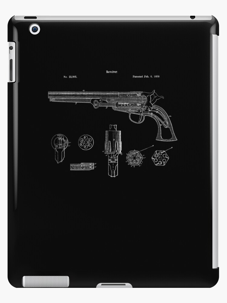 Vintage Revolver Pistol Blueprint Design Shirt - 1859 Gun | iPad Case & Skin