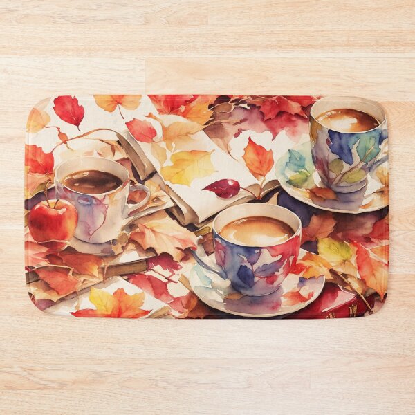 Item preview, Fall Watercolor Coffee, Apples, and Books Pattern designed and sold by ClassActCreator.