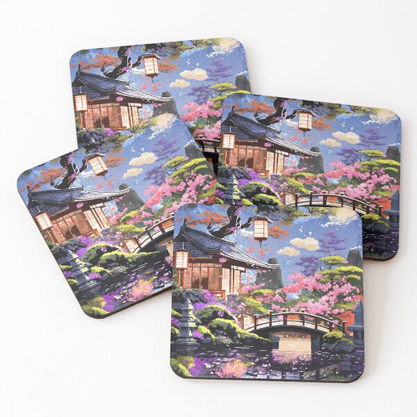 Item preview, A Japanese garden and large bonsai and a pond that may hold auspicious fish. designed and sold by Natcharee.