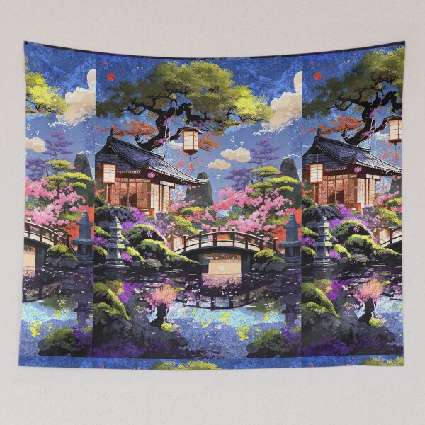 Item preview, A Japanese garden and large bonsai and a pond that may hold auspicious fish. designed and sold by Natcharee.