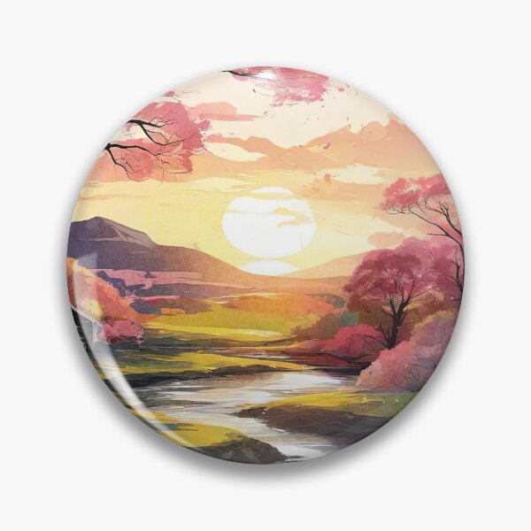 Item preview, Warm landscape art of beautiful sunsets and trees, flowers, and rivers. designed and sold by Natcharee.