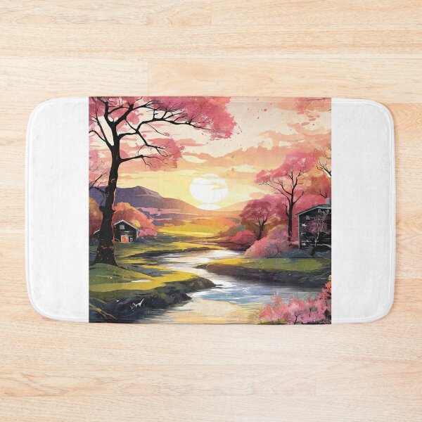 Item preview, Warm landscape art of beautiful sunsets and trees, flowers, and rivers. designed and sold by Natcharee.