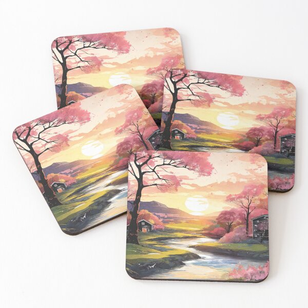 Item preview, Warm landscape art of beautiful sunsets and trees, flowers, and rivers. designed and sold by Natcharee.