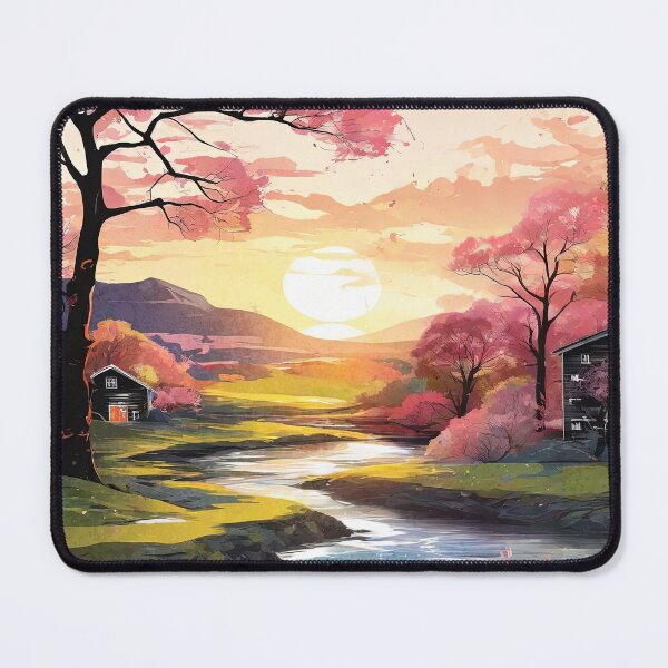 Item preview, Warm landscape art of beautiful sunsets and trees, flowers, and rivers. designed and sold by Natcharee.