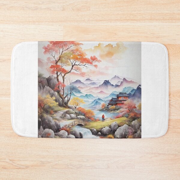 Item preview, Color splash art. A rural landscape with beautiful mountains, trees, and rivers. designed and sold by Natcharee.
