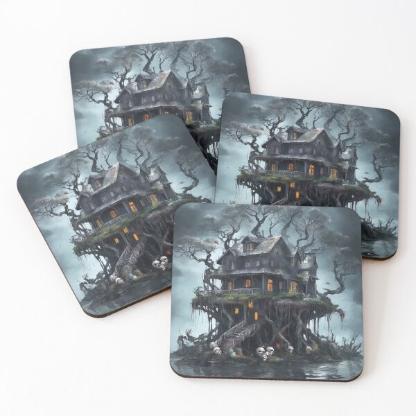 Item preview, Paint splash art, scary and uninhabited house designed and sold by Natcharee.