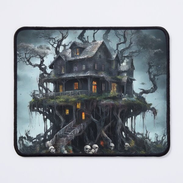 Item preview, Paint splash art, scary and uninhabited house designed and sold by Natcharee.