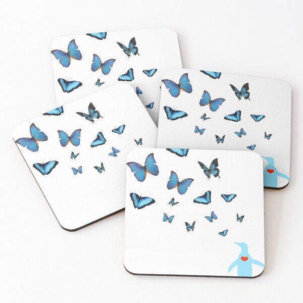 Item preview, Penguin with butterflies in blue with red heart designed and sold by SBPenguins.