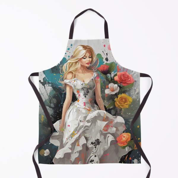 Item preview, Color splash art. Young woman wearing a white dress with beautiful flowers. designed and sold by Natcharee.