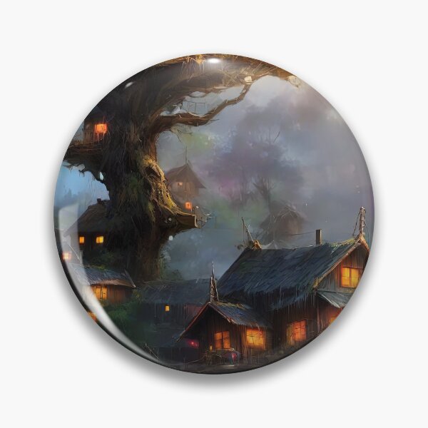 Item preview, Village landscape art on tall trees in a deep forest. designed and sold by Natcharee.