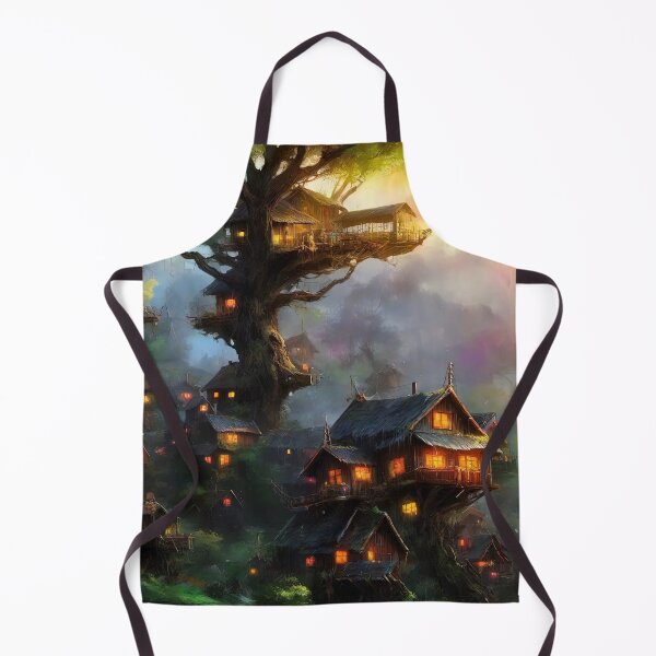 Item preview, Village landscape art on tall trees in a deep forest. designed and sold by Natcharee.