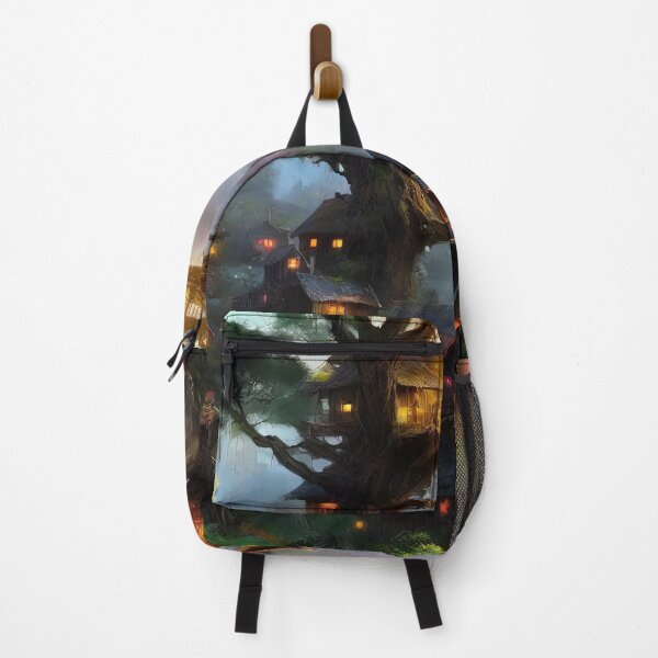 Item preview, Village landscape art on tall trees in a deep forest. designed and sold by Natcharee.