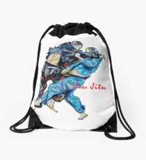 Jitsu-Blue - Bjj /Jiu-Jitsu Painting - Design By Kim Dean Drawstring Bag