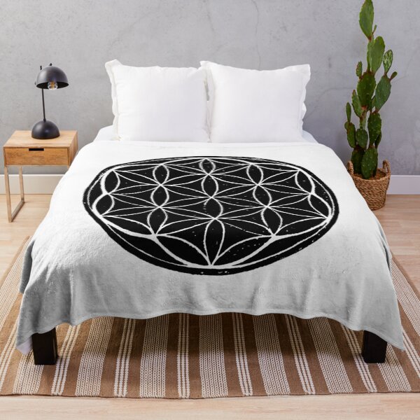 Artikelvorschau, Flower of Life Linocut - Coal + Snow entworfen und verkauft von Irene Estelle.