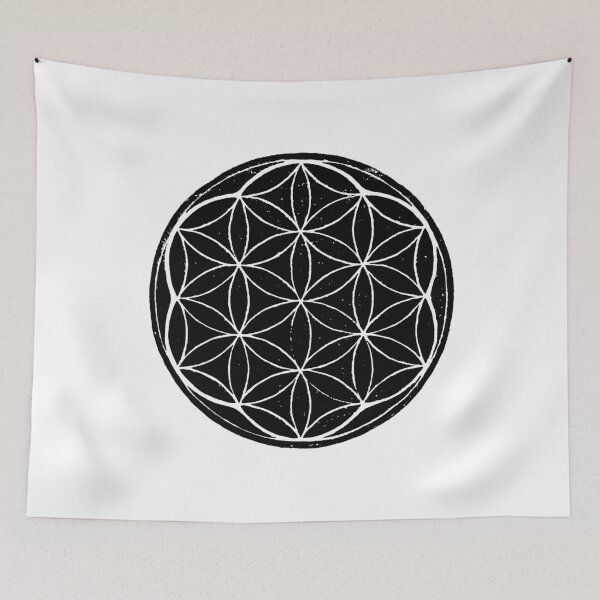 Artikelvorschau, Flower of Life Linocut - Coal + Snow entworfen und verkauft von Irene Estelle.