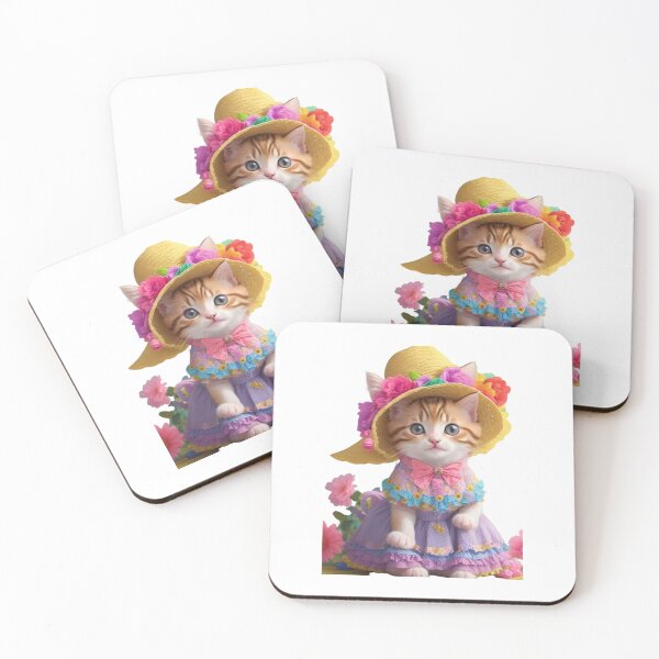 Item preview, Clipart of a cute cat wearing a Floral hat.  designed and sold by Vegasstickers.
