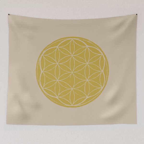Artikelvorschau, Flower of Life Linocut - Saffron + Dove entworfen und verkauft von Irene Estelle.