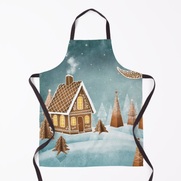 Item preview, Gingerbread house moon and trees watercolor illustration. Fantasy candy world Christmas decorations. Snow hills. Magic winter forest designed and sold by likapix.