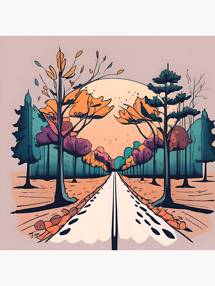 Thumbnail 3 of 3, Pin, Autumn Forest Minimalistic Drawing designed and sold by Patricks-Art.