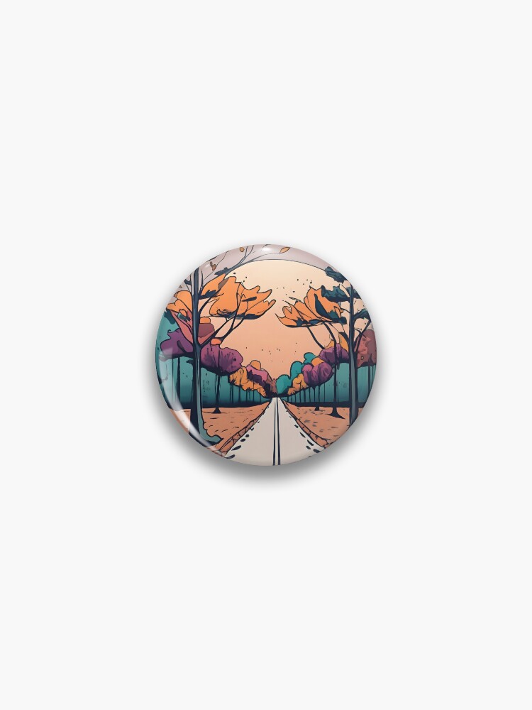Thumbnail 1 of 3, Pin, Autumn Forest Minimalistic Drawing designed and sold by Patricks-Art.