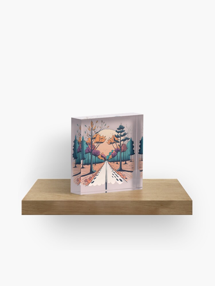 Thumbnail 1 of 5, Acrylic Block, Autumn Forest Minimalistic Drawing designed and sold by Patricks-Art.