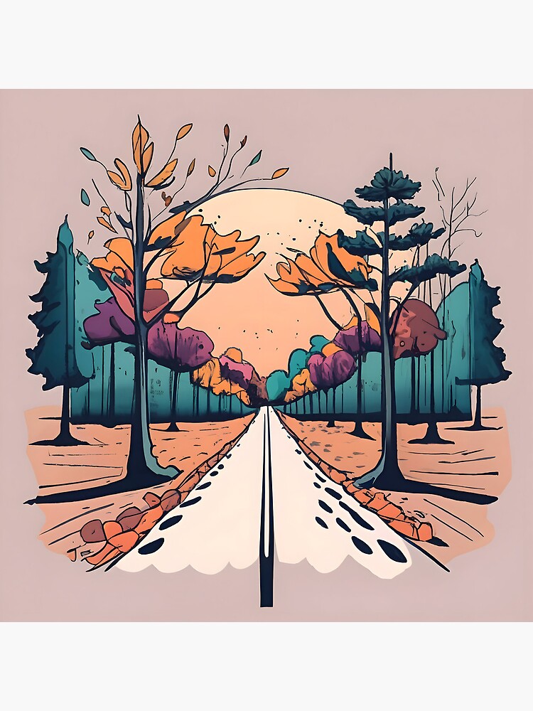 Thumbnail 5 of 5, Coasters (Set of 4), Autumn Forest Minimalistic Drawing designed and sold by Patricks-Art.