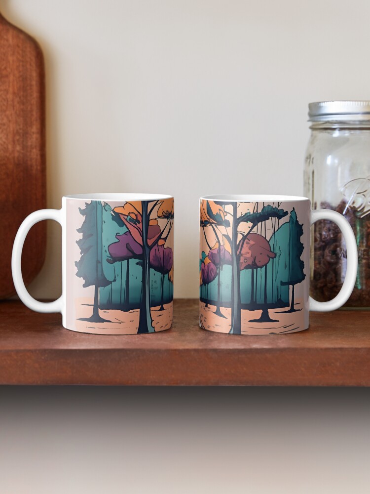 Thumbnail 2 of 6, Coffee Mug, Autumn Forest Minimalistic Drawing designed and sold by Patricks-Art.