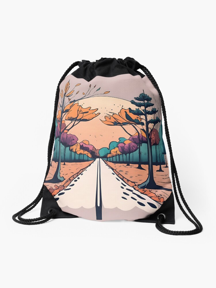Thumbnail 1 of 3, Drawstring Bag, Autumn Forest Minimalistic Drawing designed and sold by Patricks-Art.
