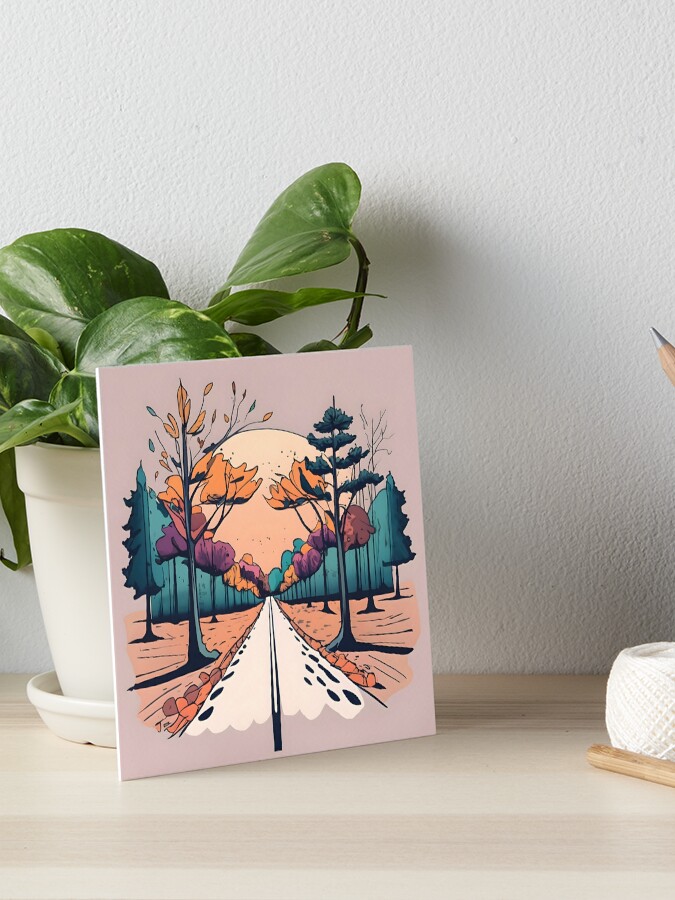 Thumbnail 1 of 2, Art Board Print, Autumn Forest Minimalistic Drawing designed and sold by Patricks-Art.
