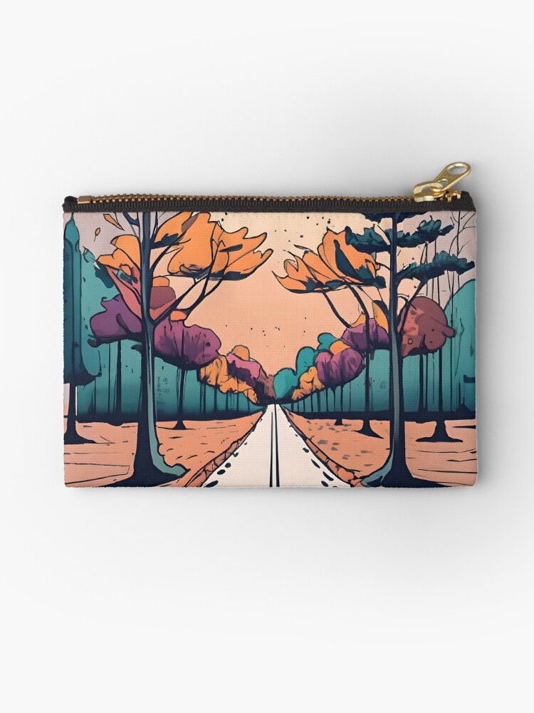 Thumbnail 1 of 4, Zipper Pouch, Autumn Forest Minimalistic Drawing designed and sold by Patricks-Art.